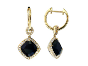 14 Karat Yellow Gold Dangle Onyx Earrings