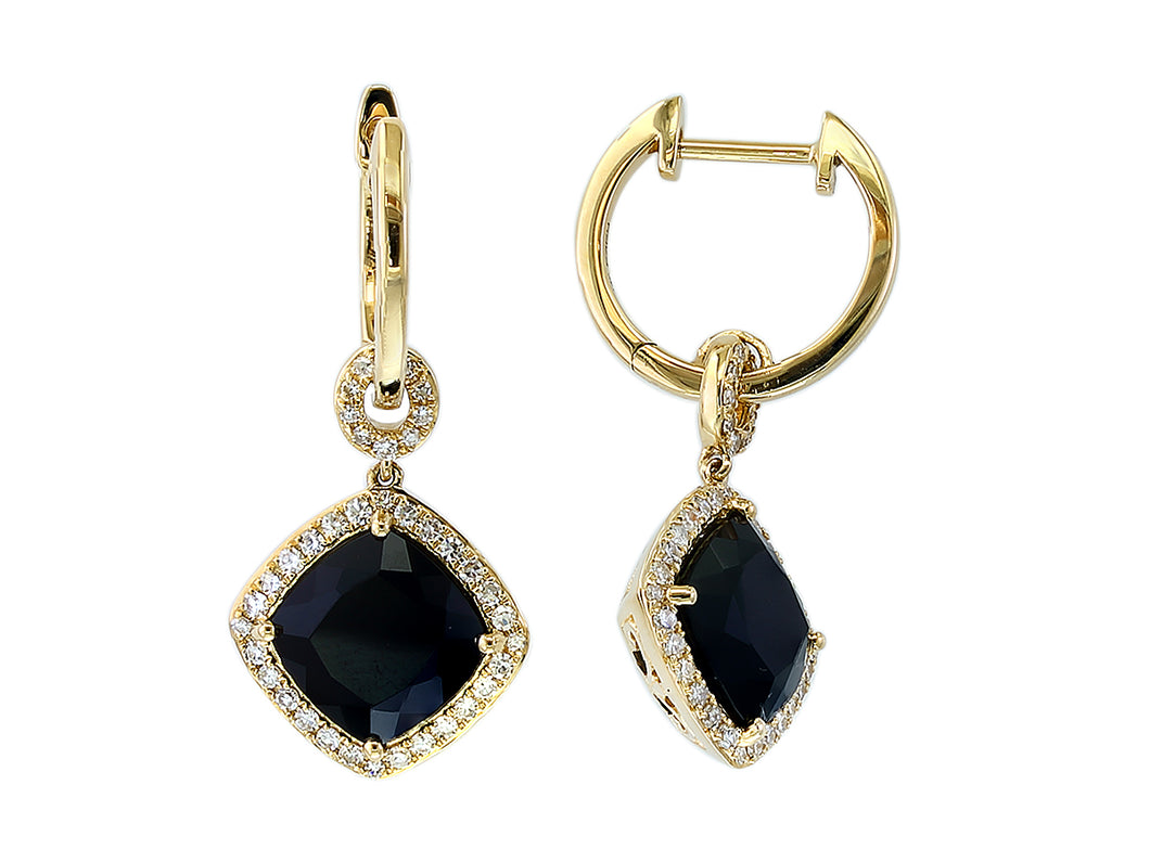14 Karat Yellow Gold Dangle Onyx Earrings
