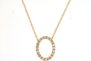 14 Karat Yellow Gold Oval Circle Necklace