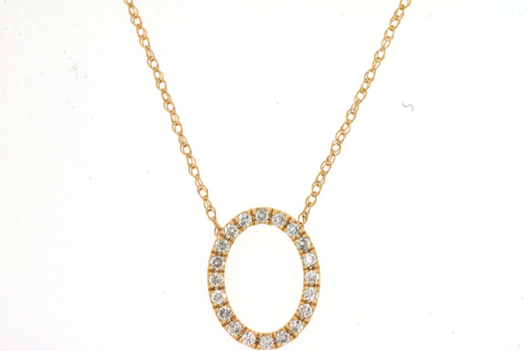 14 Karat Yellow Gold Oval Circle Necklace