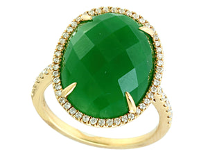 14k Yellow Gold Jade Fashion Ring