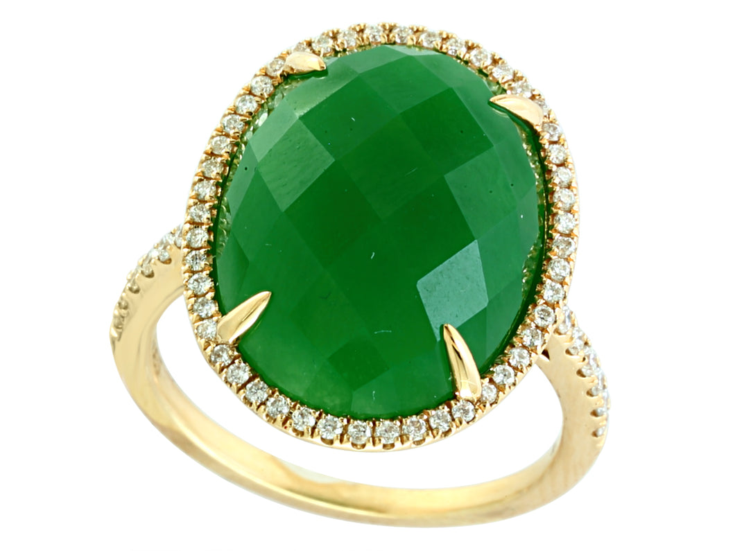 14k Yellow Gold Jade Fashion Ring