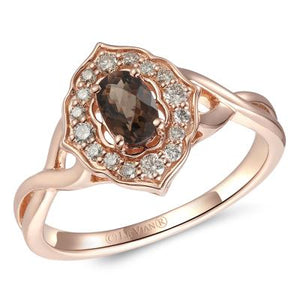 14K Strawberry Gold® Ring | Chocolate Quartz® 3/8 cts. | Nude Diamonds™ 1/5 cts