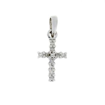 10 Karat White Gold Diamond Cross Pendant