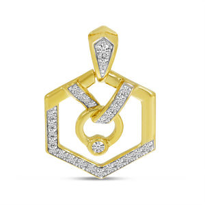 14 Karat Yellow Gold Diamond Geometric Pendant