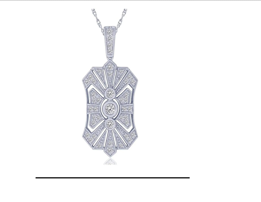 14 Karat White Gold Vintage Diamond Pendant