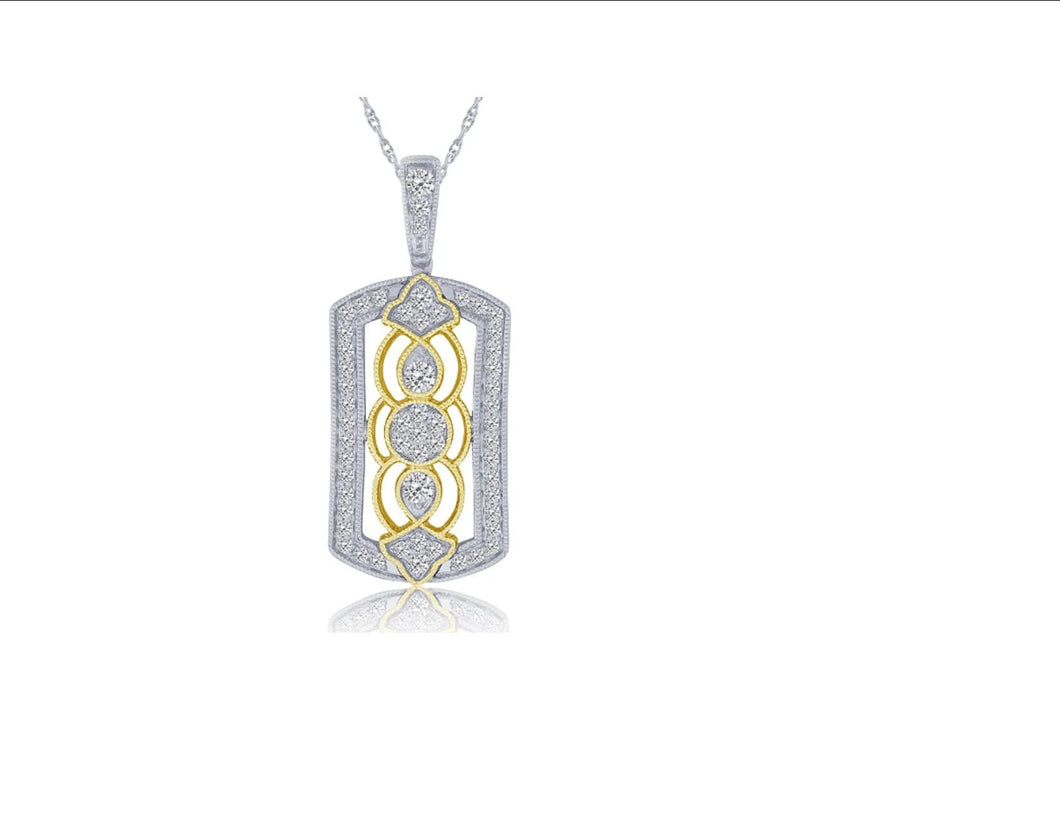 14 Karat 2-Tone Gold Vintage Diamond Pendant