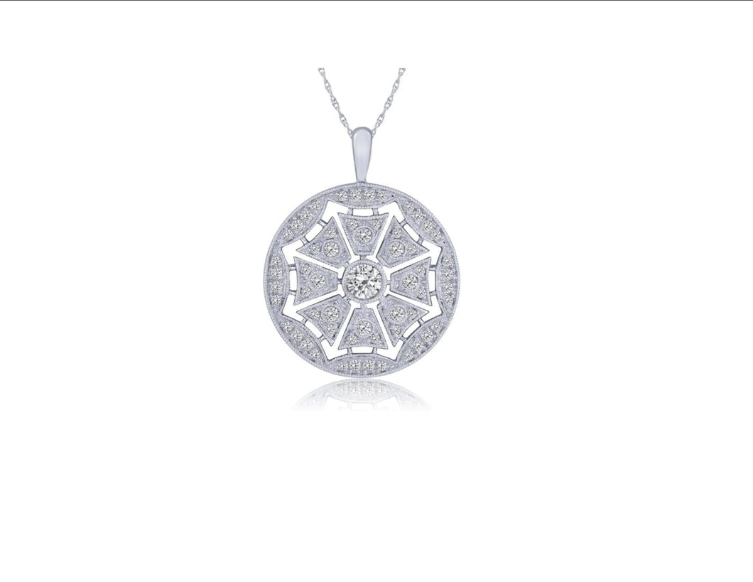 14 Karat White Gold Vintage Diamond Pendant