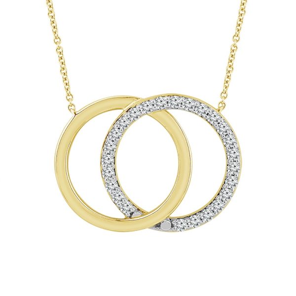 14 Karat Yellow Gold Two Rings Style Necklace