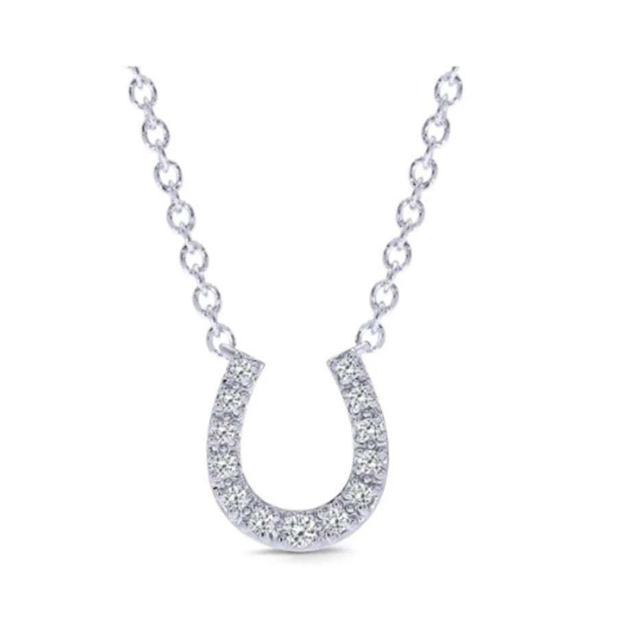 10 Karat White Gold Horseshoe Necklace