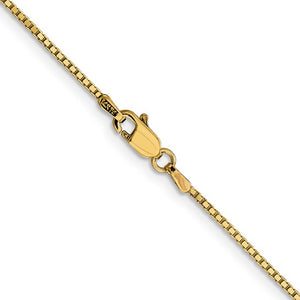 1.05mm Box Chain Necklace Solid 14K Yellow Gold 18"