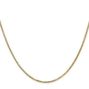 1.3mm Box Chain Necklace Solid 14K Yellow Gold 20"
