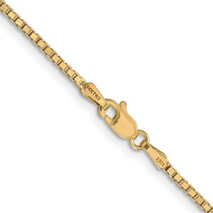 1.5mm Box Chain Necklace Solid 14K Yellow Gold 20"