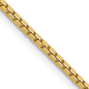 1.5mm Box Chain Necklace Solid 14K Yellow Gold 20"