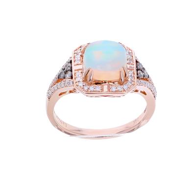 14K Strawberry Gold® Ring | Neopolitan Opal™ 1 1/6 cts. | Chocolate Diamonds® 1/10 cts., Vanilla Diamonds® 1/4 cts.