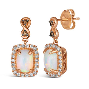 14K Strawberry Gold® Earrings | Neopolitan Opal™ 1 cts. | Chocolate Diamonds® 1/20 cts., Vanilla Diamonds® 1/4 cts.