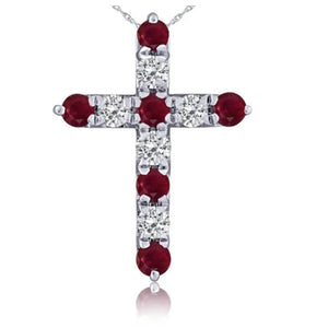 14 Karat Ruby and Diamond Cross Pendant