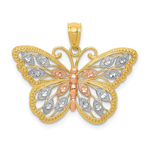 Load image into Gallery viewer, 14k w/White and Rose Rhodium Diamond-cut Butterfly Pendant
