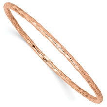 Load image into Gallery viewer, 14K Rose Gold Polished Textured Slip-on Bangle Bracelet
