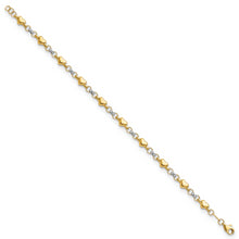 Load image into Gallery viewer, 14K Two-tone Polished D/C Heart 7.5in Bracelet

