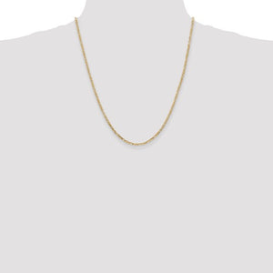 2.25mm Flat Figaro Chain Necklace Solid 14K Yellow Gold 22"