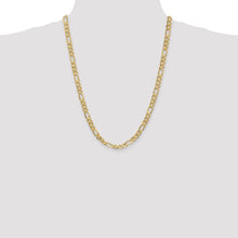 Load image into Gallery viewer, 6.25mm Flat Figaro Chain Necklace Solid 14K Yellow Gold 24&quot;
