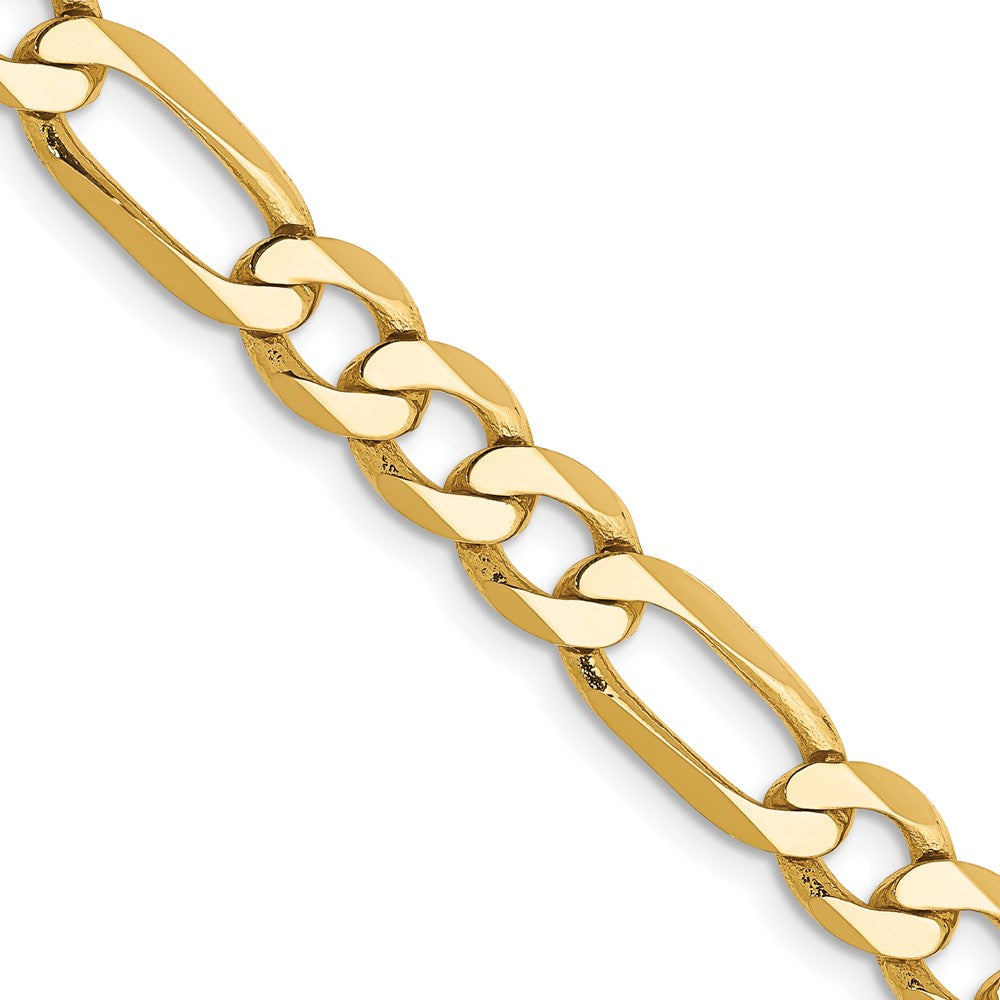 6.25mm Flat Figaro Chain Necklace Solid 14K Yellow Gold 24