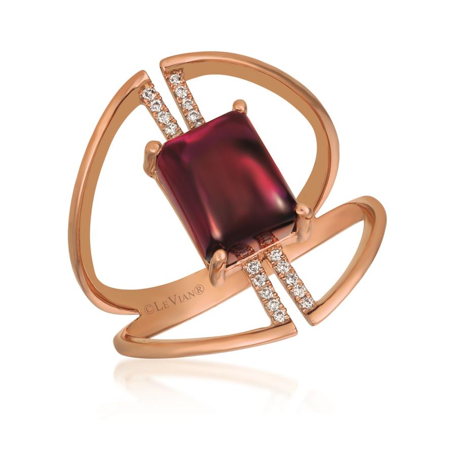 14K Strawberry Gold® Ring | Raspberry Rhodolite® 3 1/3 cts. | Vanilla Diamonds® 1/20 cts.