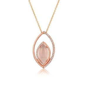 14K Strawberry Gold® Necklace | Pink Orchid Quartz™ 1 7/8 cts. | Vanilla Diamonds® 1/10 cts.