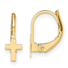 Load image into Gallery viewer, 14K Madi K Polished Cross Leverback Earrings
