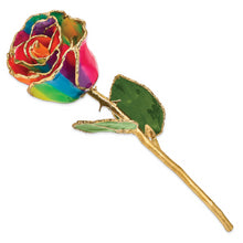 Load image into Gallery viewer, Lacquer Dipped Gold Trim Paradise Neon Tie Dyed Rose
