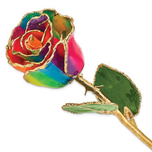 Load image into Gallery viewer, Lacquer Dipped Gold Trim Paradise Neon Tie Dyed Rose
