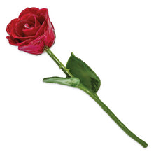 Load image into Gallery viewer, Lacquer Dipped Natural Red Rose w/Green Leaves and Stem
