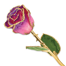 Load image into Gallery viewer, Lacquer Dipped Gold Trim Pink Amethyst Rose
