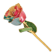 Load image into Gallery viewer, Lacquer Dipped Gold Trim Tri-color Rose
