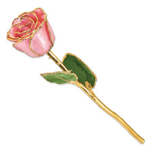 Load image into Gallery viewer, Lacquer Dipped Gold Trim Pink Pearl Rose
