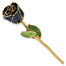 Load image into Gallery viewer, Lacquer Dipped Gold Trim with Glitter On Black Rose

