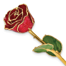 Load image into Gallery viewer, Lacquer Dipped Gold Trim with Red Glitter On Red Rose
