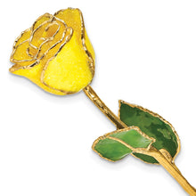 Load image into Gallery viewer, Lacquer Dipped Gold Trim with Gold Glitter On Yellow Rose
