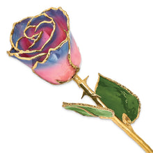 Load image into Gallery viewer, Lacquer Dipped Gold Trimmed Pink/Navy Rose

