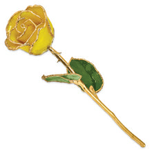 Load image into Gallery viewer, Lacquer Dipped Gold Trim Yellow Rose
