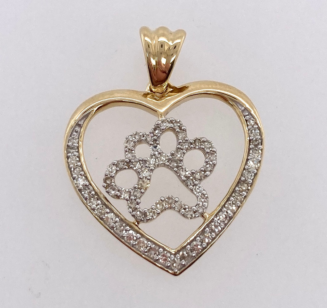 10 Karat Yellow Gold Paw Print Pendant