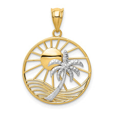 Load image into Gallery viewer, 14K Two-tone Sun and Palm Tree Pendant
