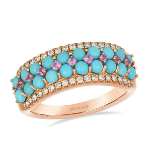 14K Strawberry Gold® Ring | Robins Egg Blue Turquoise 1 1/3 cts., Bubble Gum Pink Sapphire™ 1/8 cts. | Nude Diamonds™ 1/4 cts.