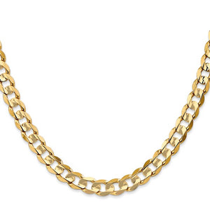 6.75mm Curb Chain Necklace Solid 14K Yellow Gold 24"