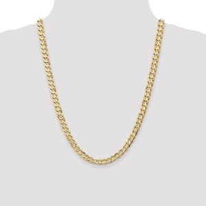 6.75mm Curb Chain Necklace Solid 14K Yellow Gold 24"