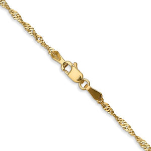 1.70mm Singapore Chain Necklace Solid 14K Yellow Gold 18"