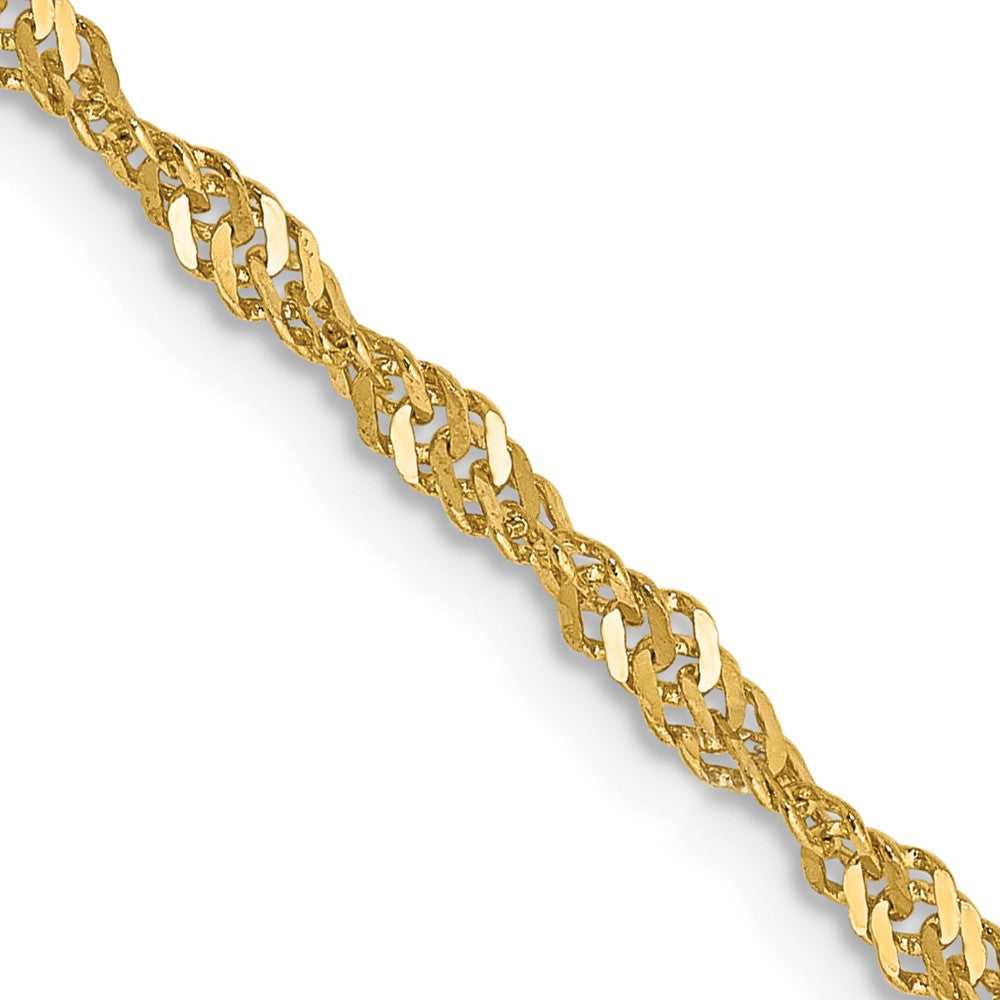 2mm Singapore Chain Necklace Solid 14K Yellow Gold 18