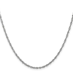 1.7mm Singapore Chain Necklace Solid 14K White Gold 20"
