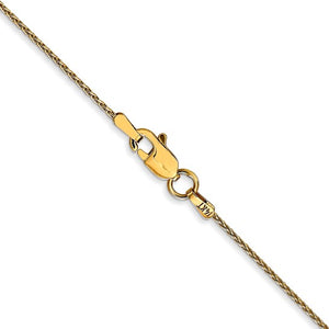 1mm Wheat Chain Necklace Solid 14K Yellow Gold 18"